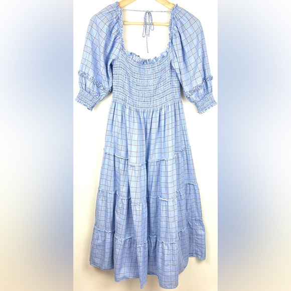 Hill House Nelsi Nap Dress in Diana Blue Check - Picture 9 of 13